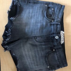 washed black jean shorts